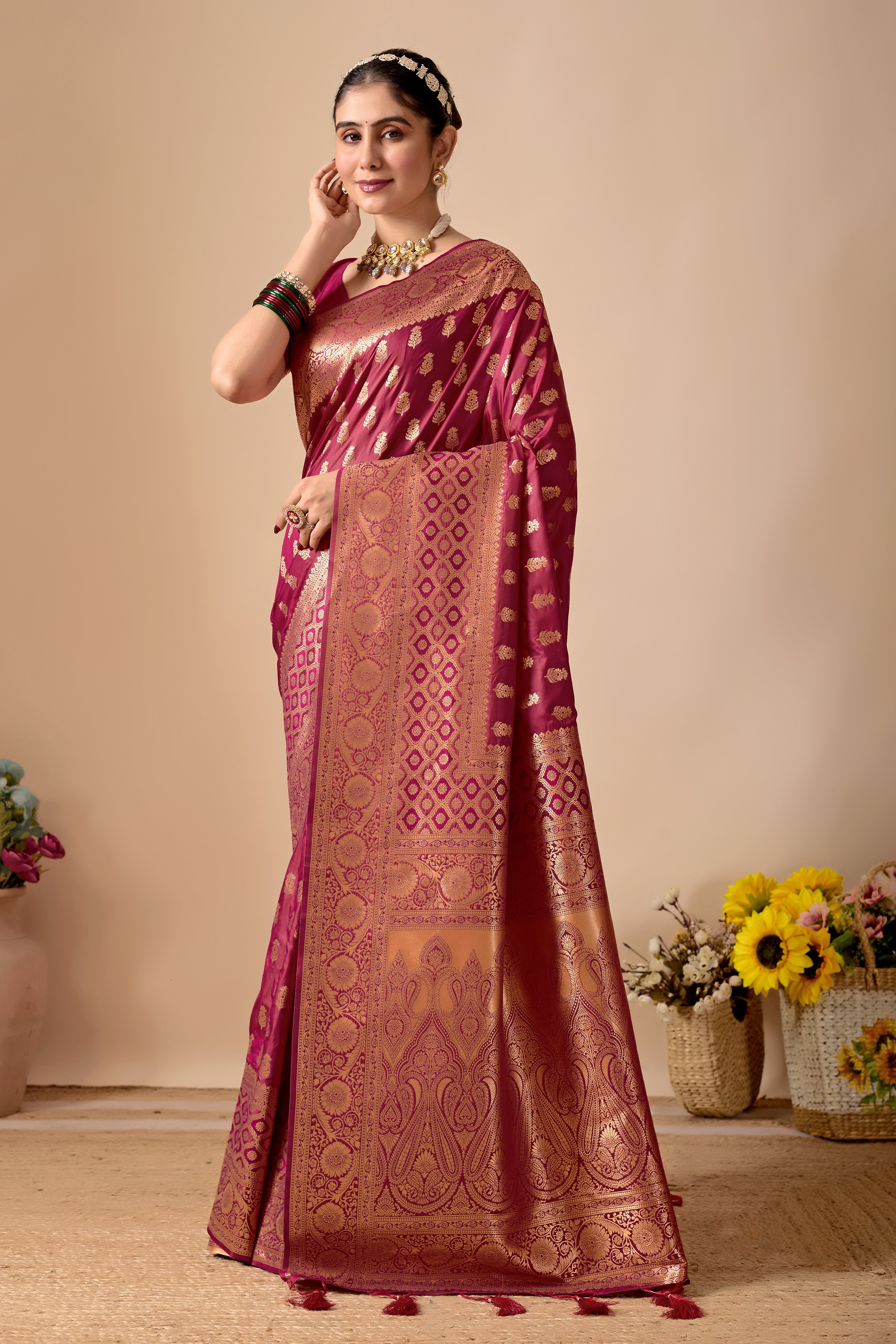 Tulip Banarasi Silk Saree in Wine