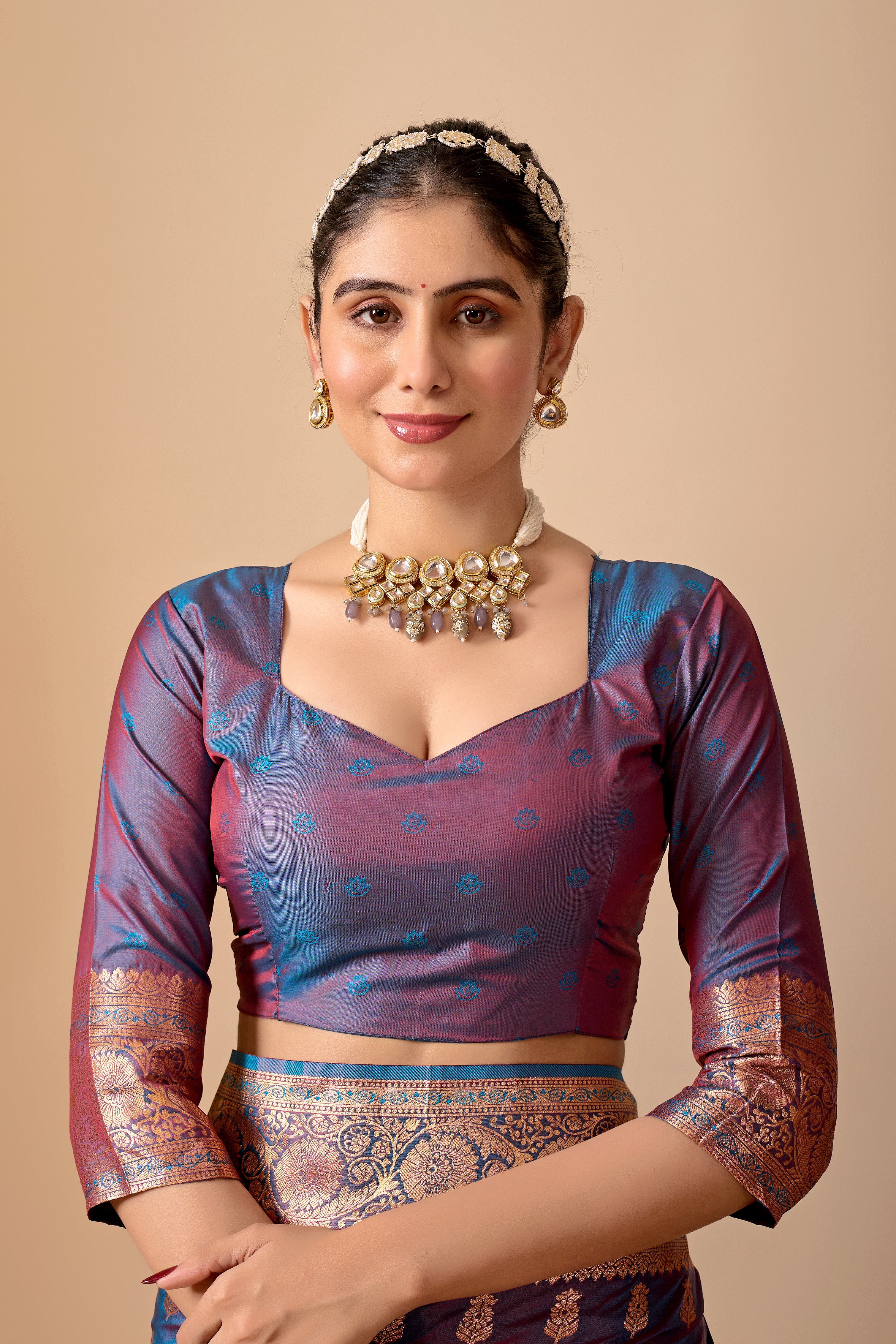 Tulip Banarasi Silk Saree in Dusty Rama