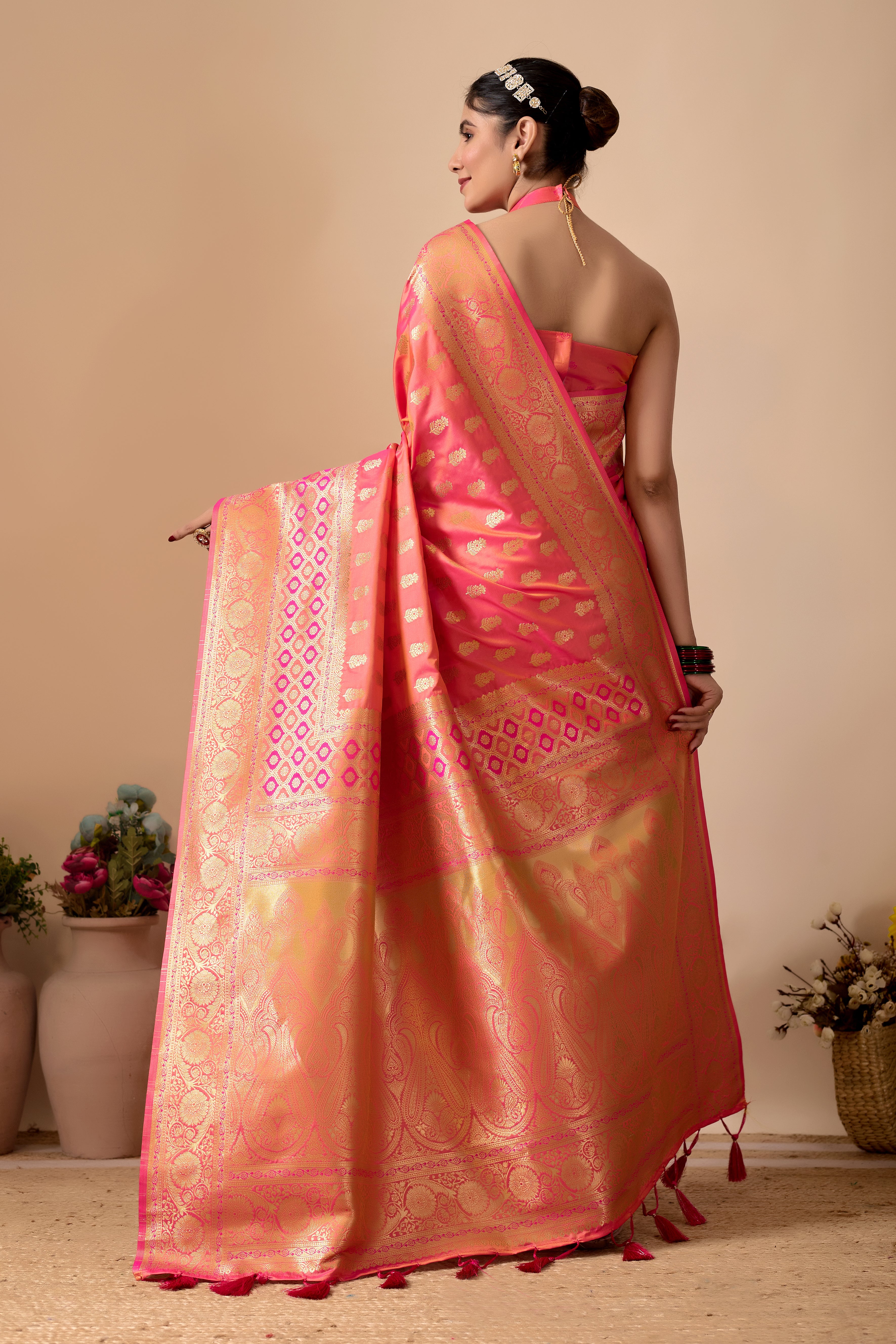 Tulip Banarasi Silk Saree in Pink