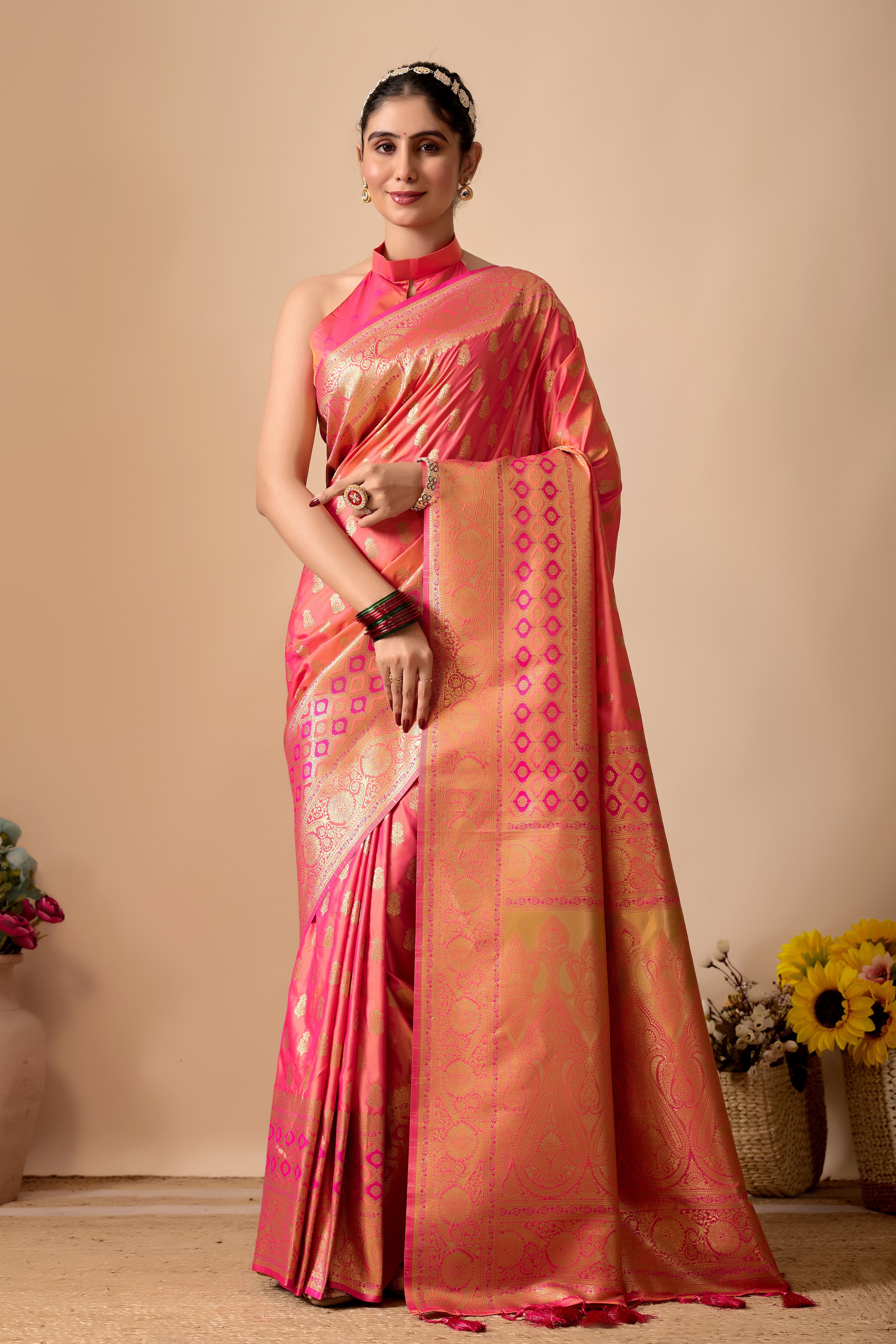 Tulip Banarasi Silk Saree in Pink