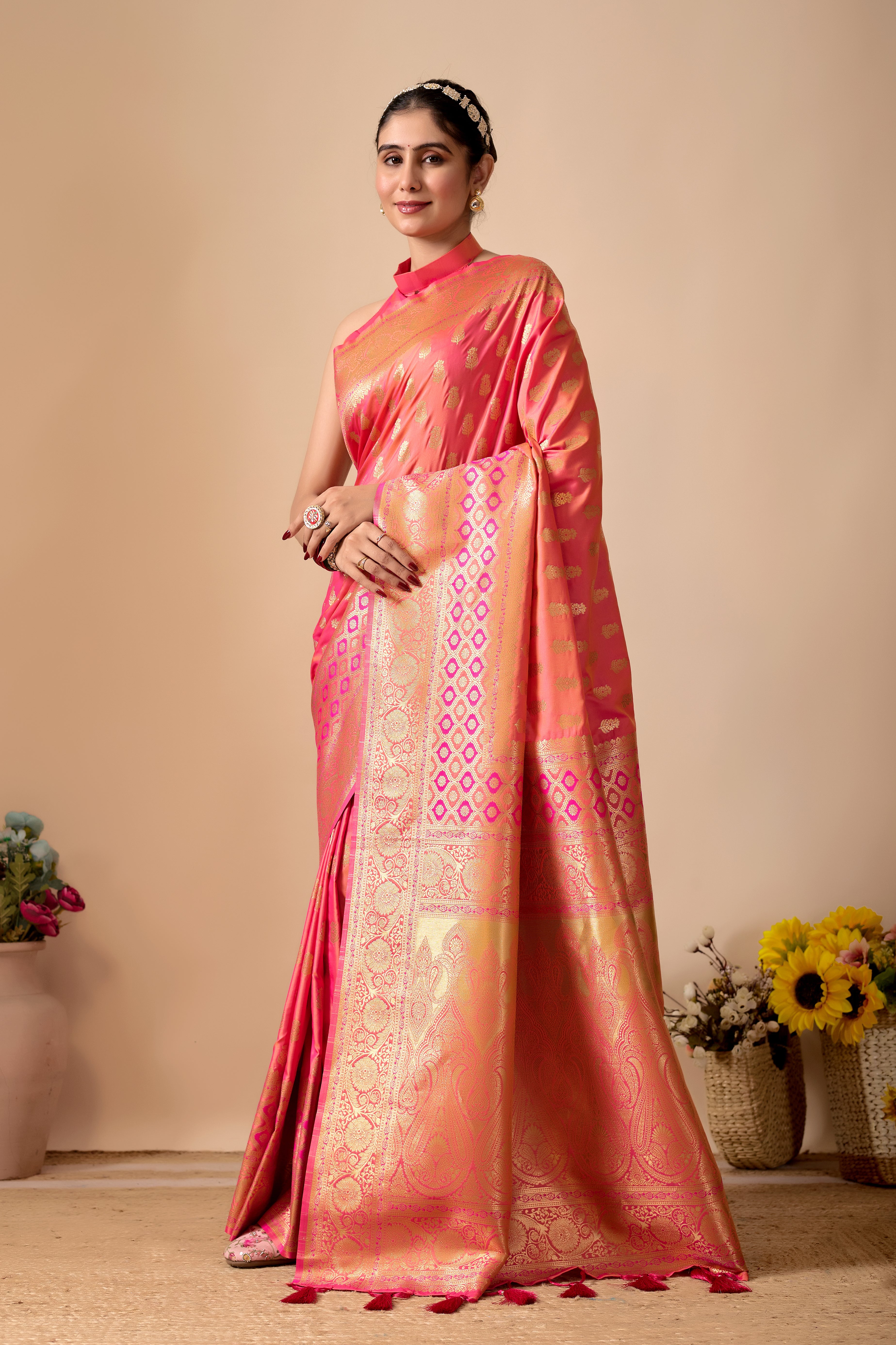 Tulip Banarasi Silk Saree in Pink
