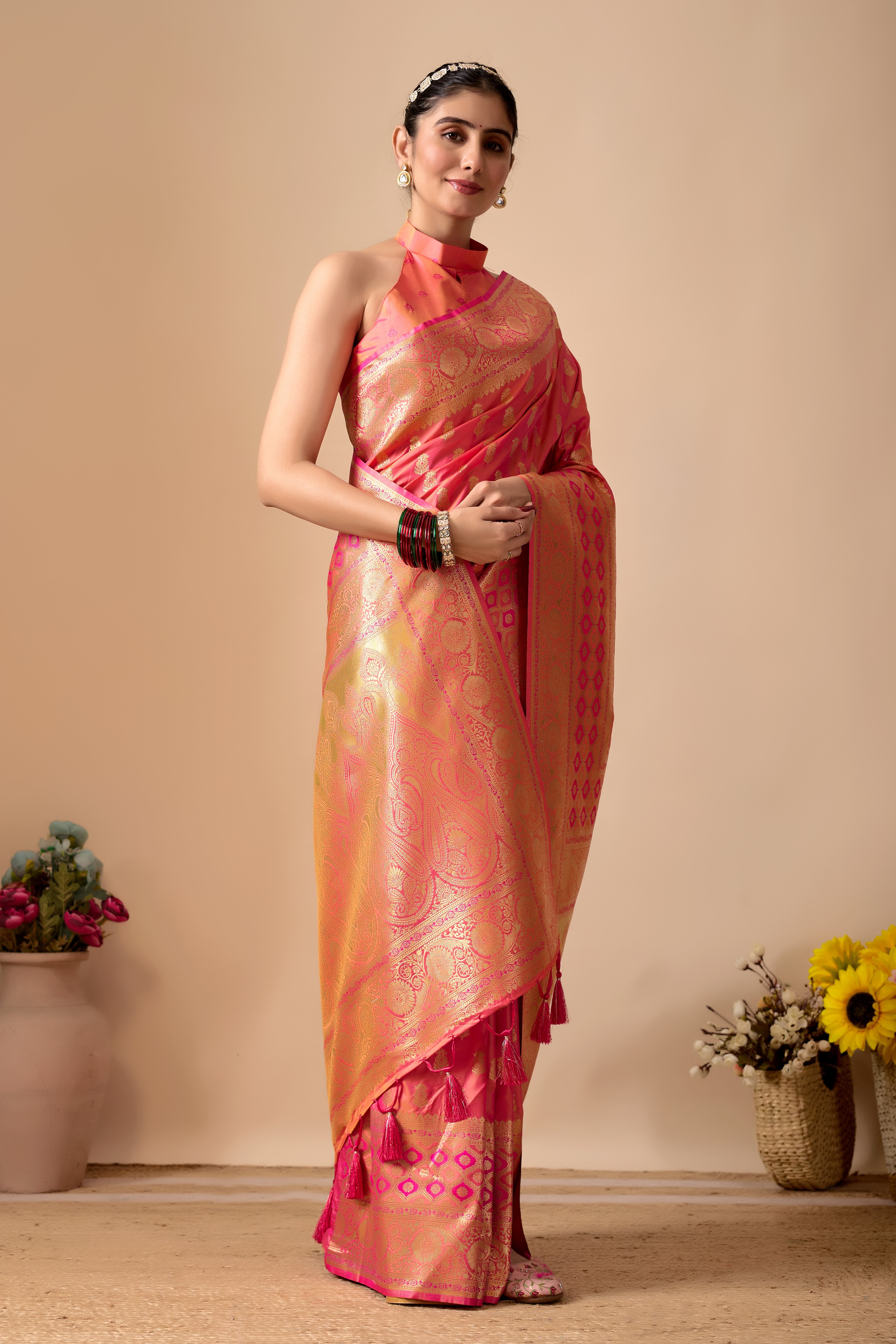 Tulip Banarasi Silk Saree in Pink
