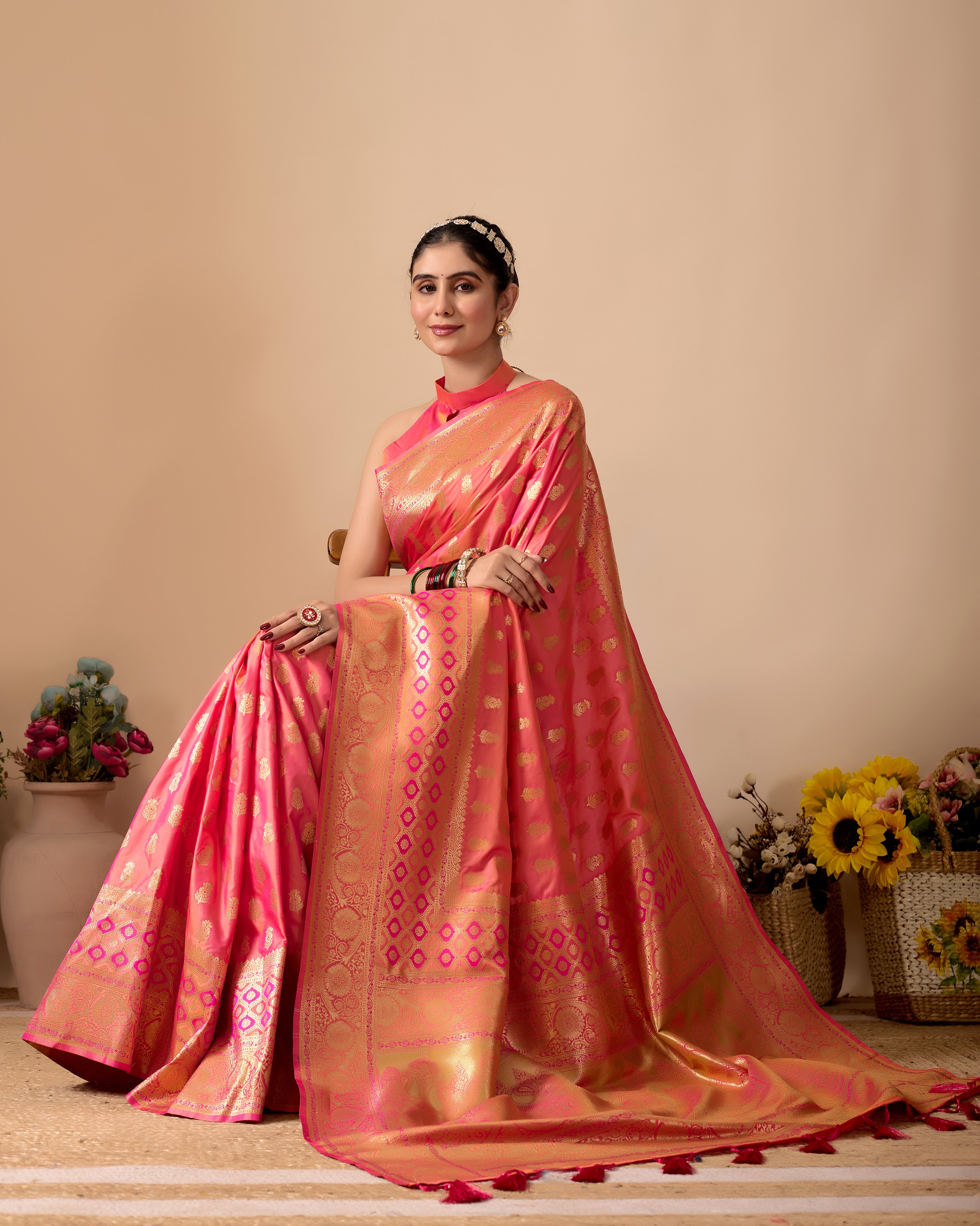 Tulip Banarasi Silk Saree in Pink