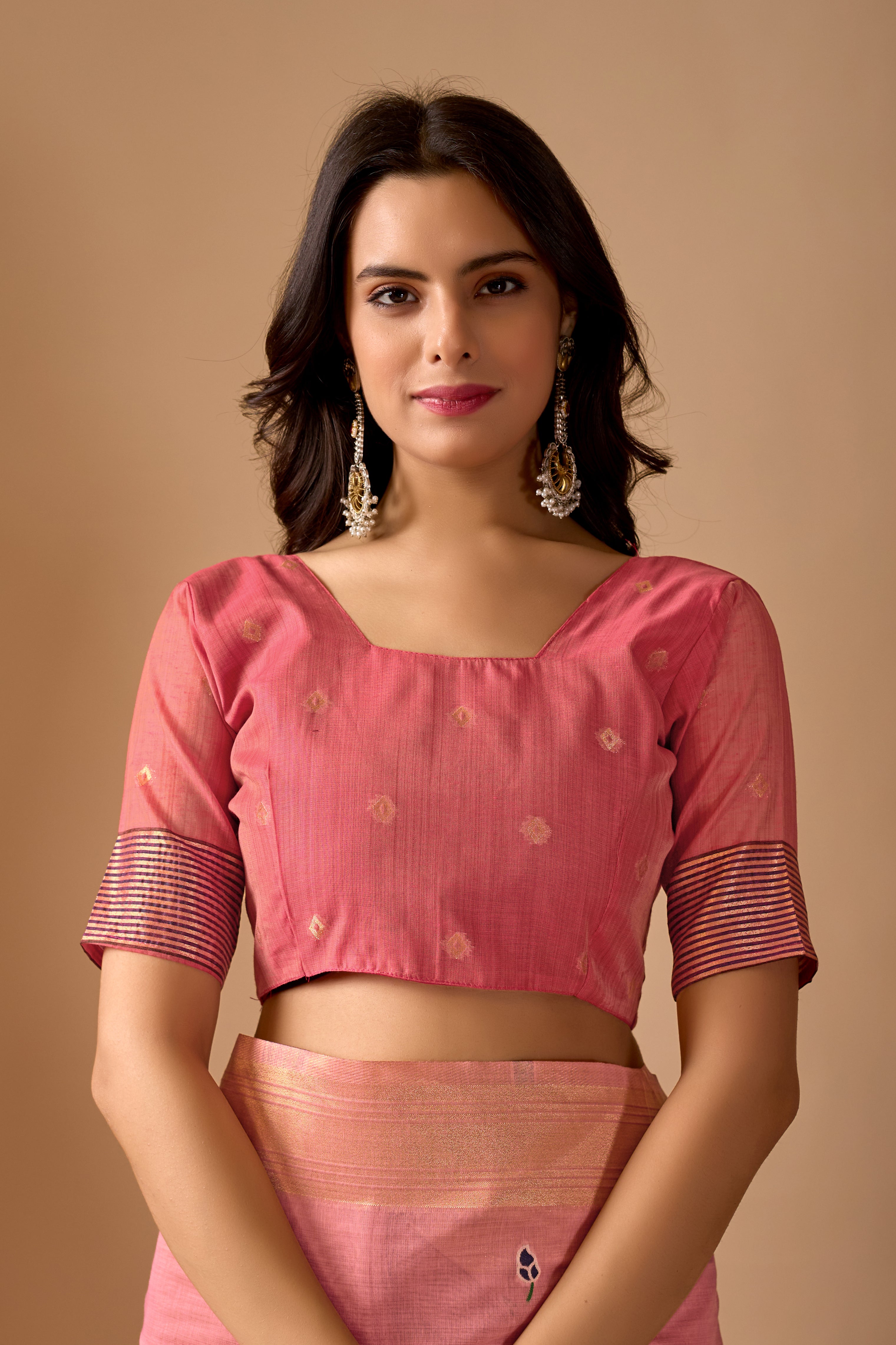 Pink Paithani Saree with Cow & Floral Pallu Design