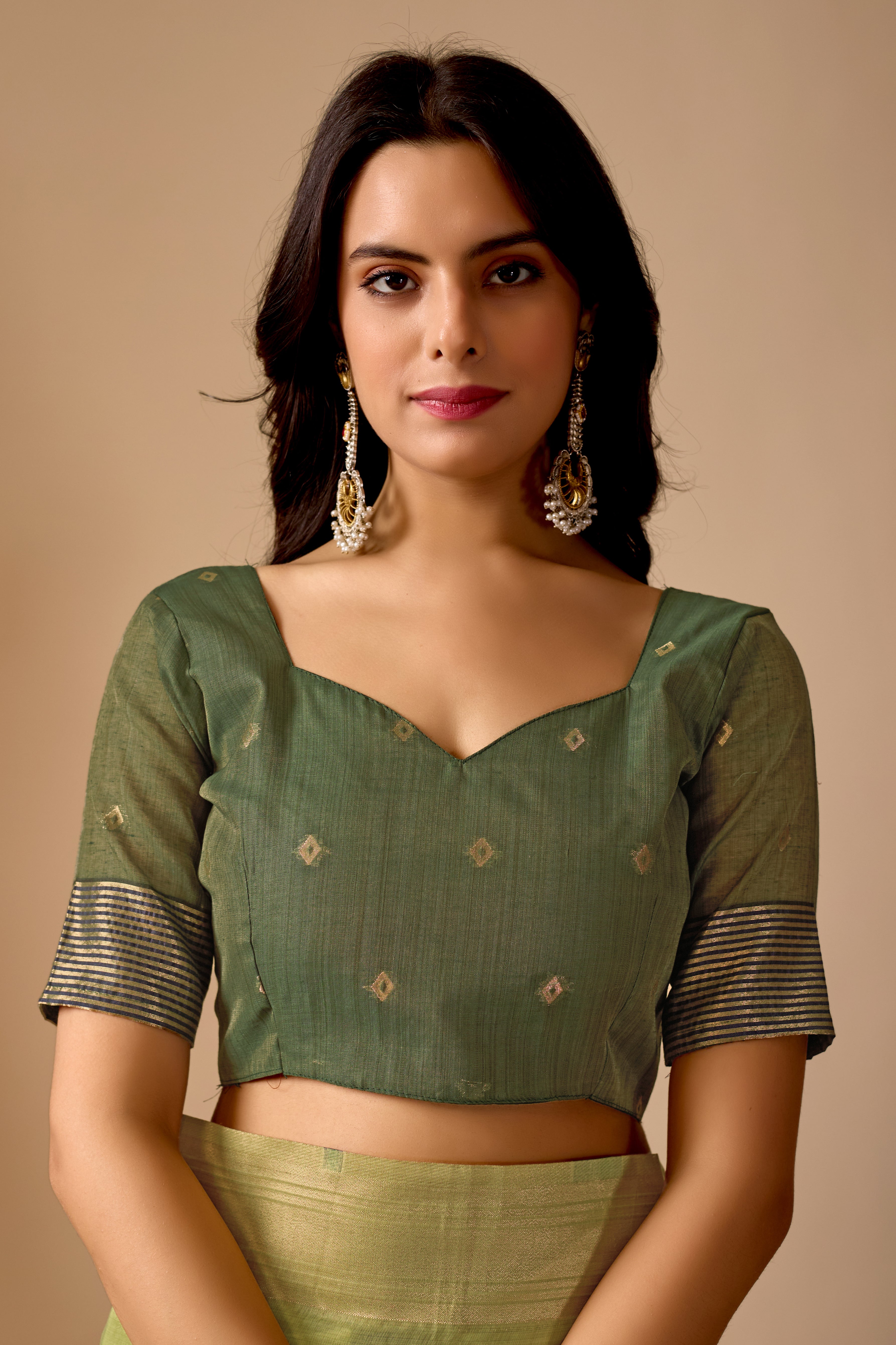 Pista Green Paithani Saree with Cow & Floral Pallu Design