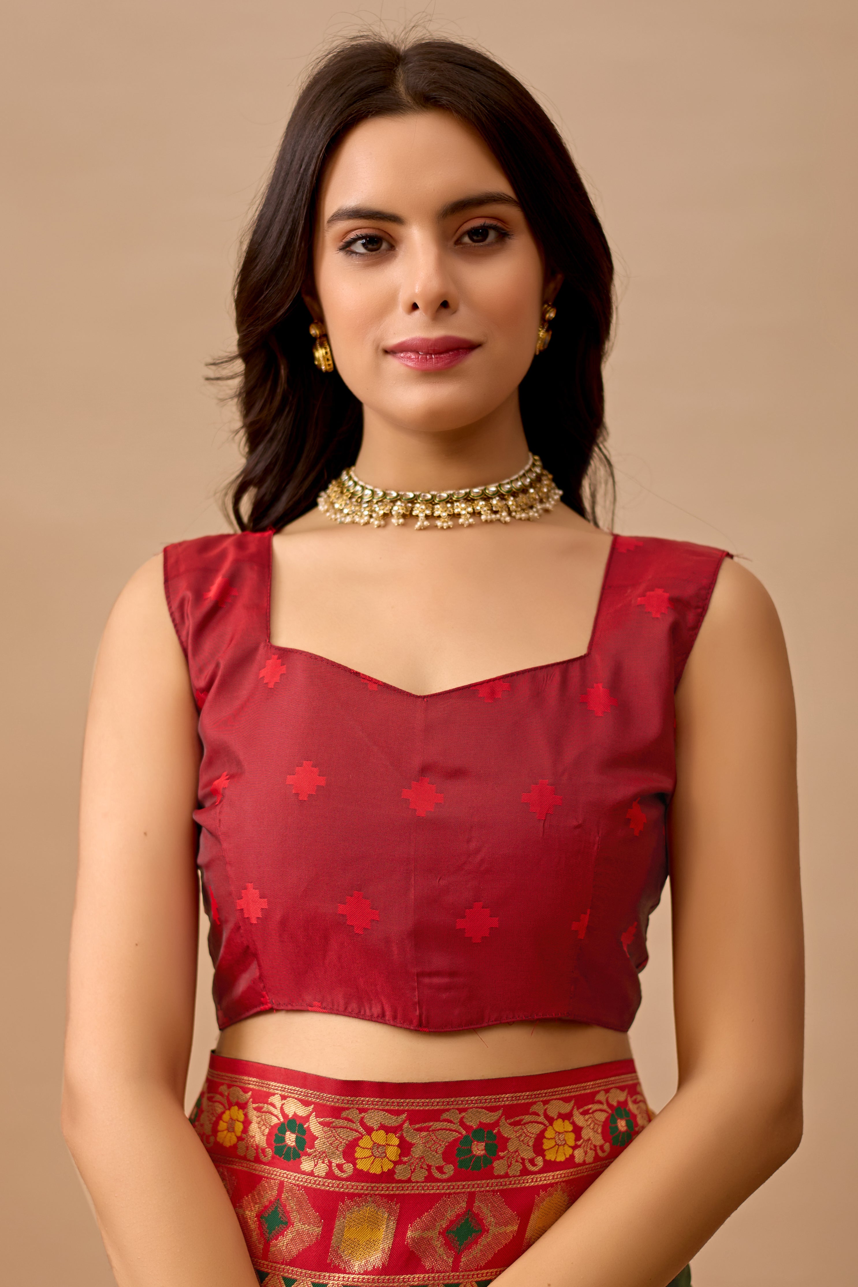 Dark Green Banarasi Silk Saree with Peacock Motifs & Red Contrast Pallu