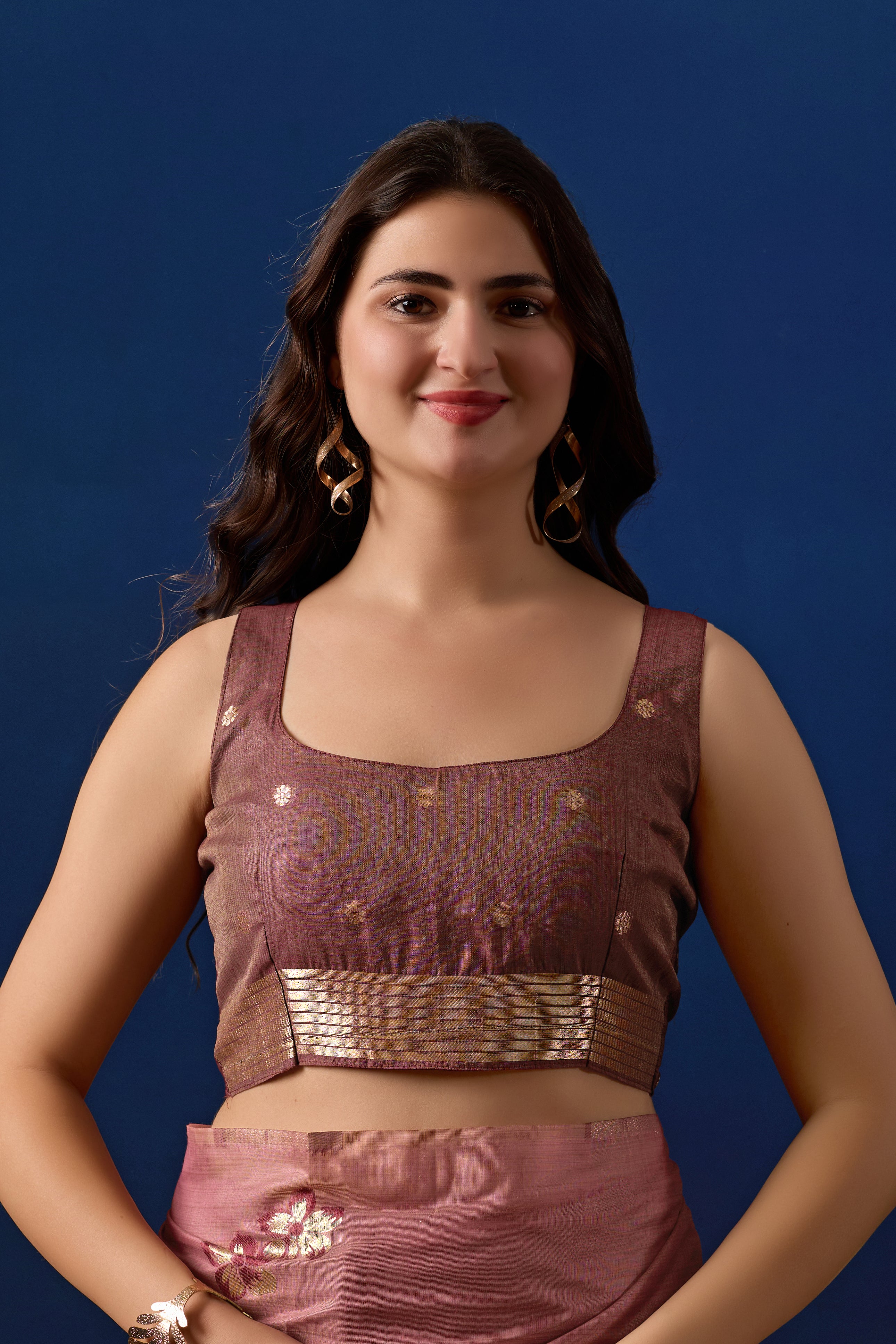 Elegant Floral Weave Muga Cotton Silk Saree in Wine with Dark Wine Contrast