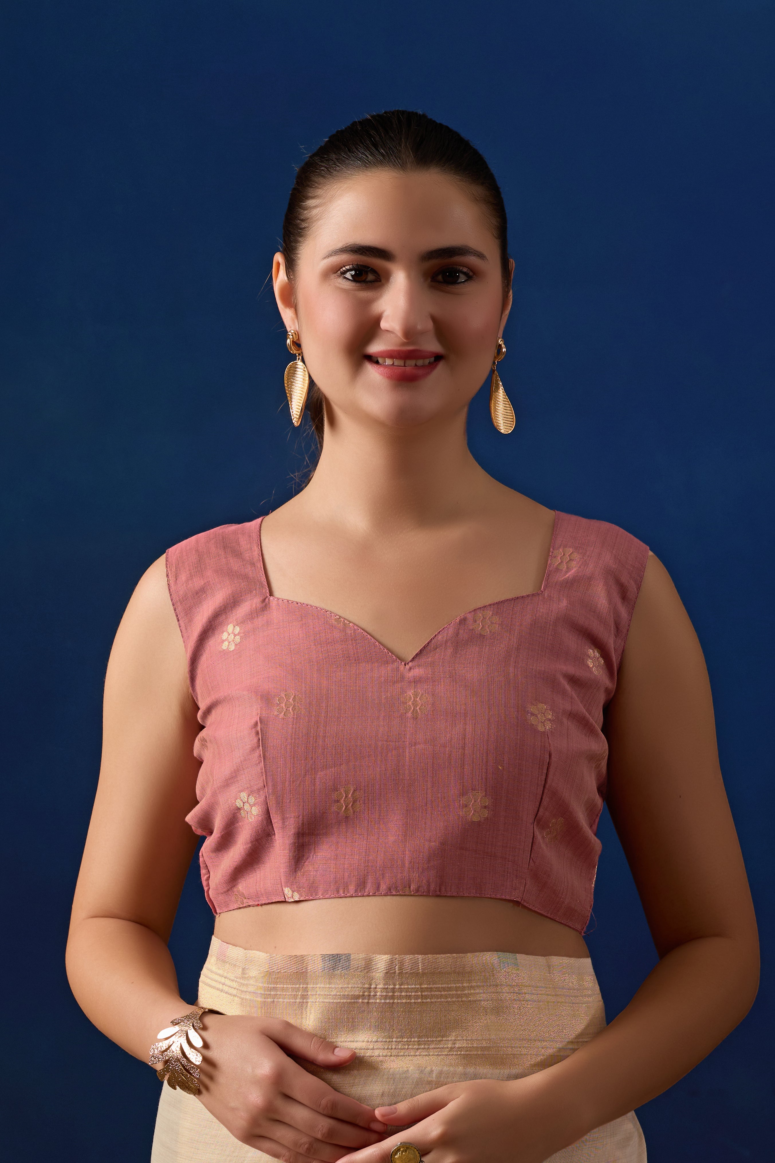 Royal Blossom Paithani Silk Saree in Cream with Light Pink Contrast