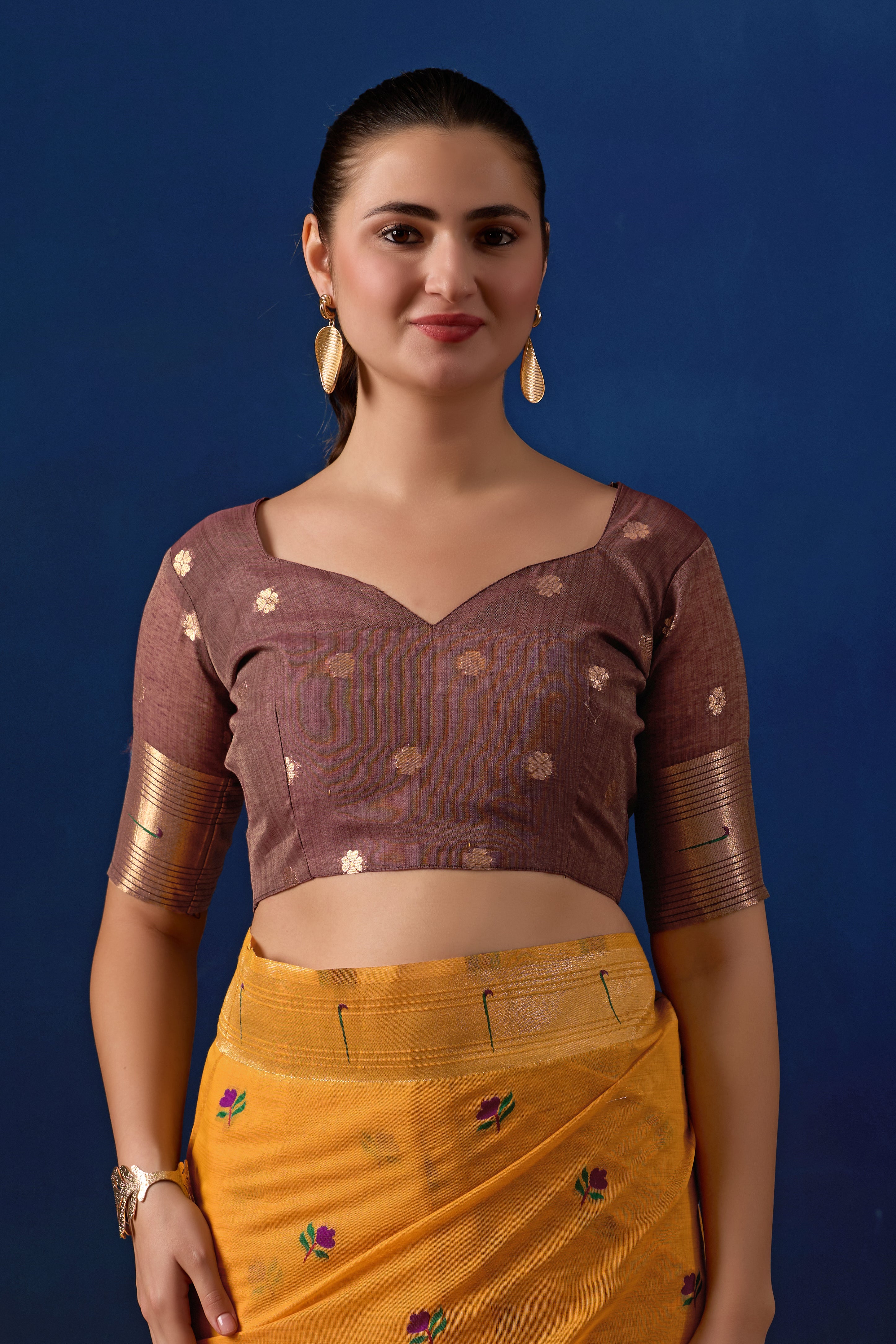 Classic Tree Pallu Paithani Silk Saree in Yellow with Maroon Contrast